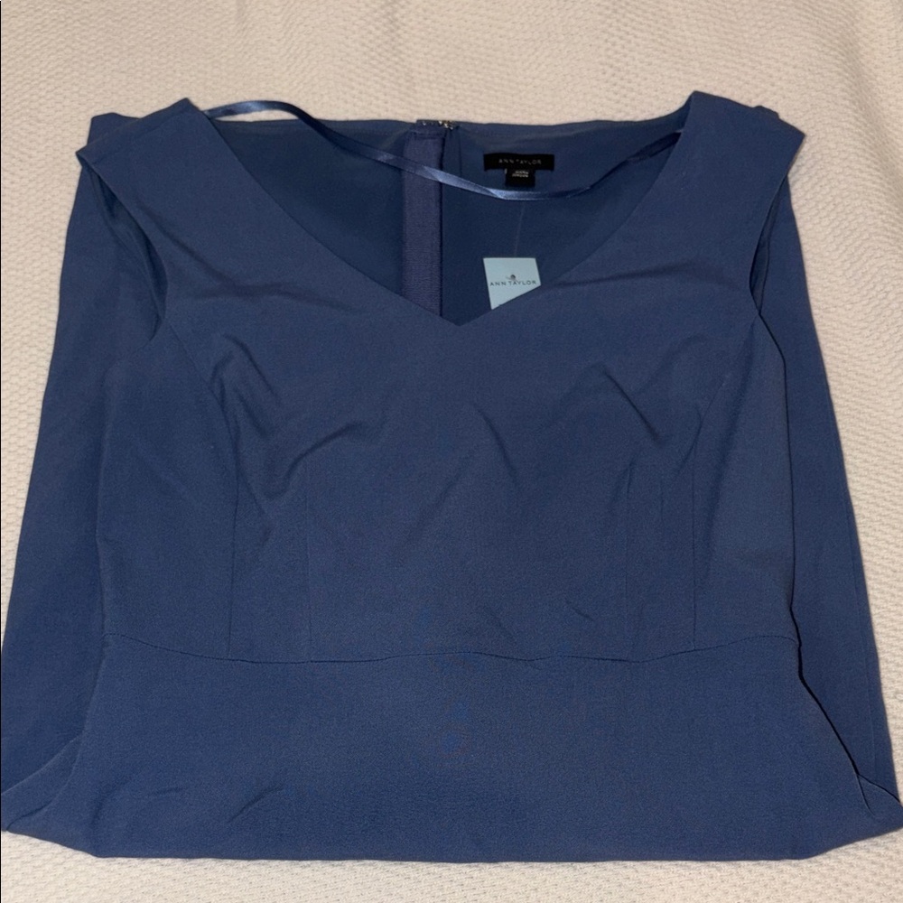 Ann Taylor Elegant Blue V-Neck Blouse